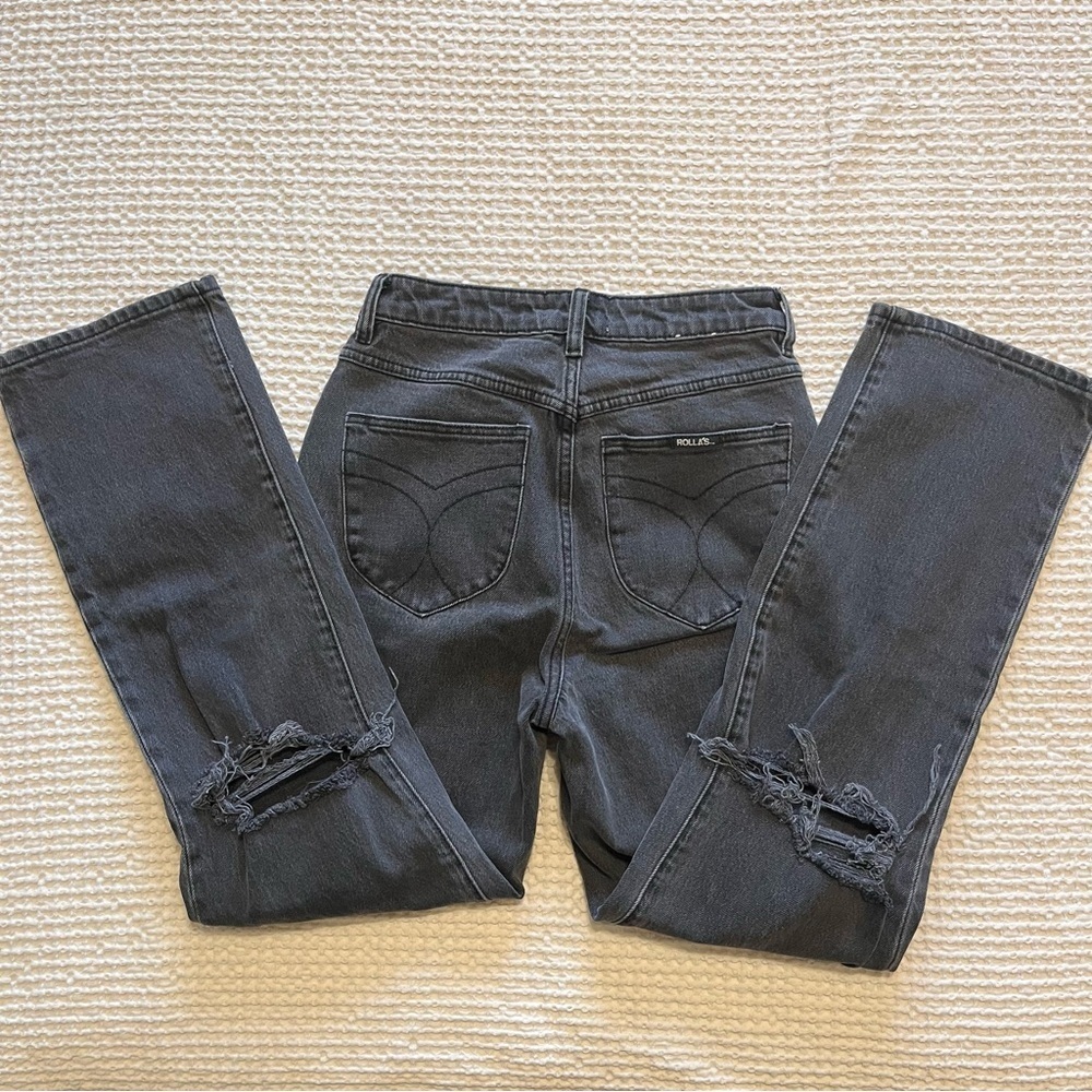 Rolla’s Original High Rise Straight Jeans Size 26 Distressed Black
